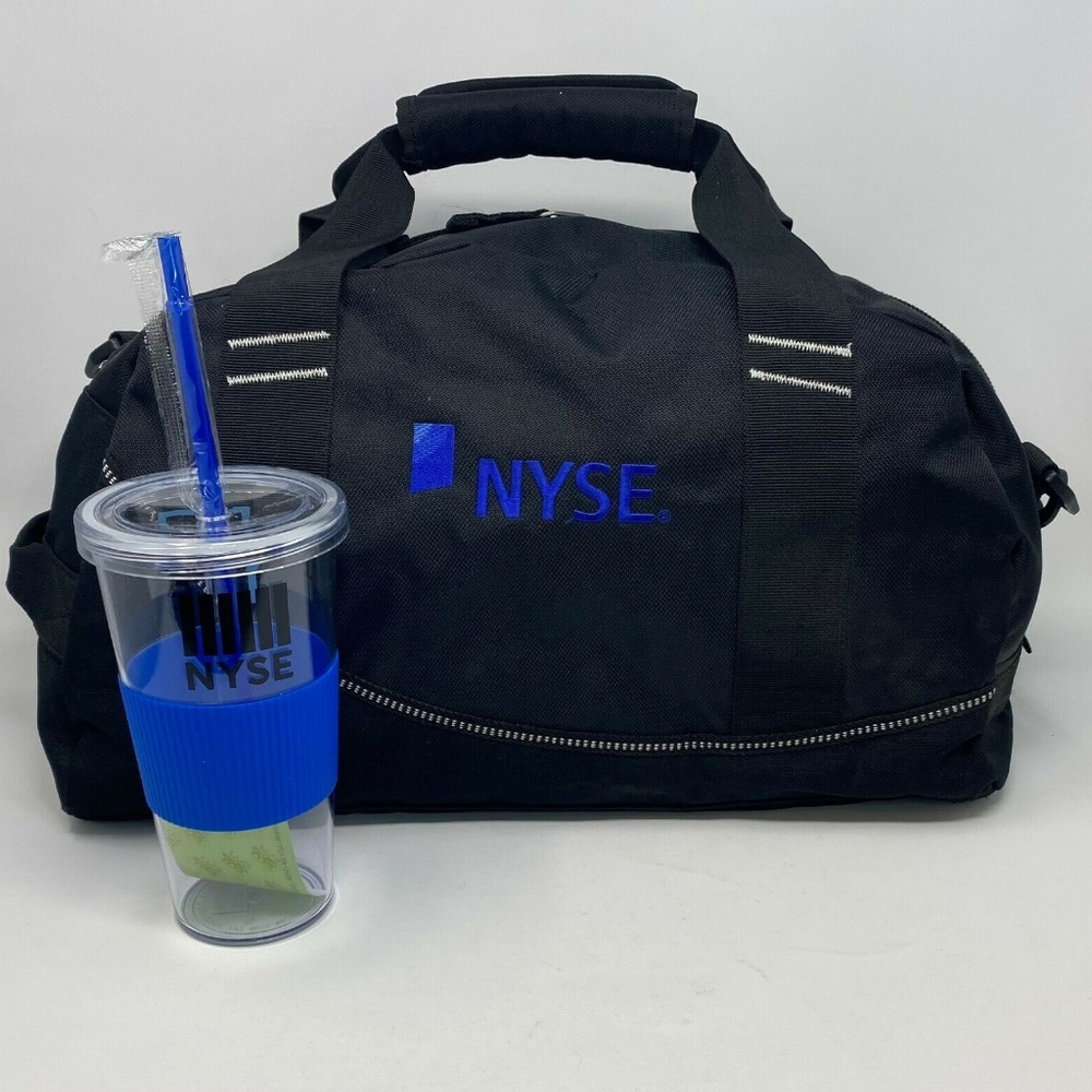 Rare Ogio NYSE Black Half Dome Gym Bag Embroidered